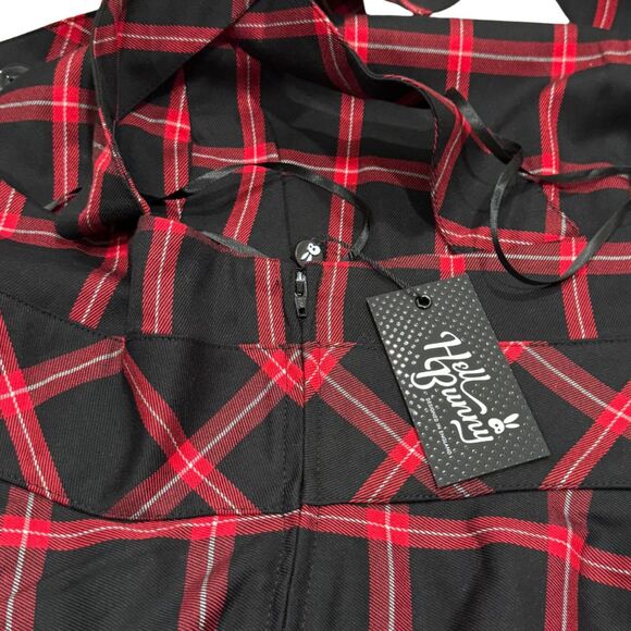 Hell Bunny Janine Pinafore Mini Dress - Size Medium, Red/Black, NWT - Picture 8 of 10